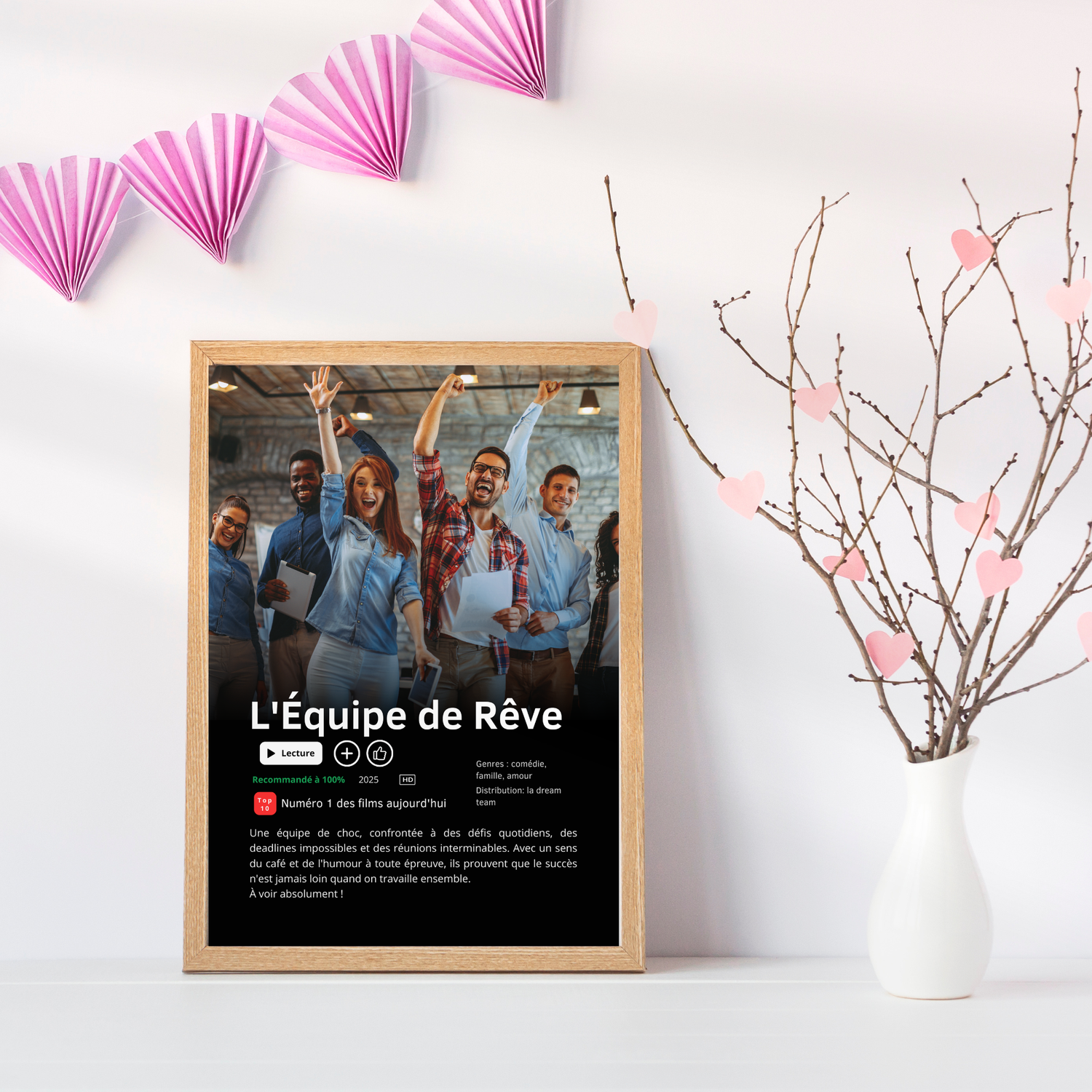 Affiche Netflix Personnalisée « L'Équipe de Rêve » pour collègue travail