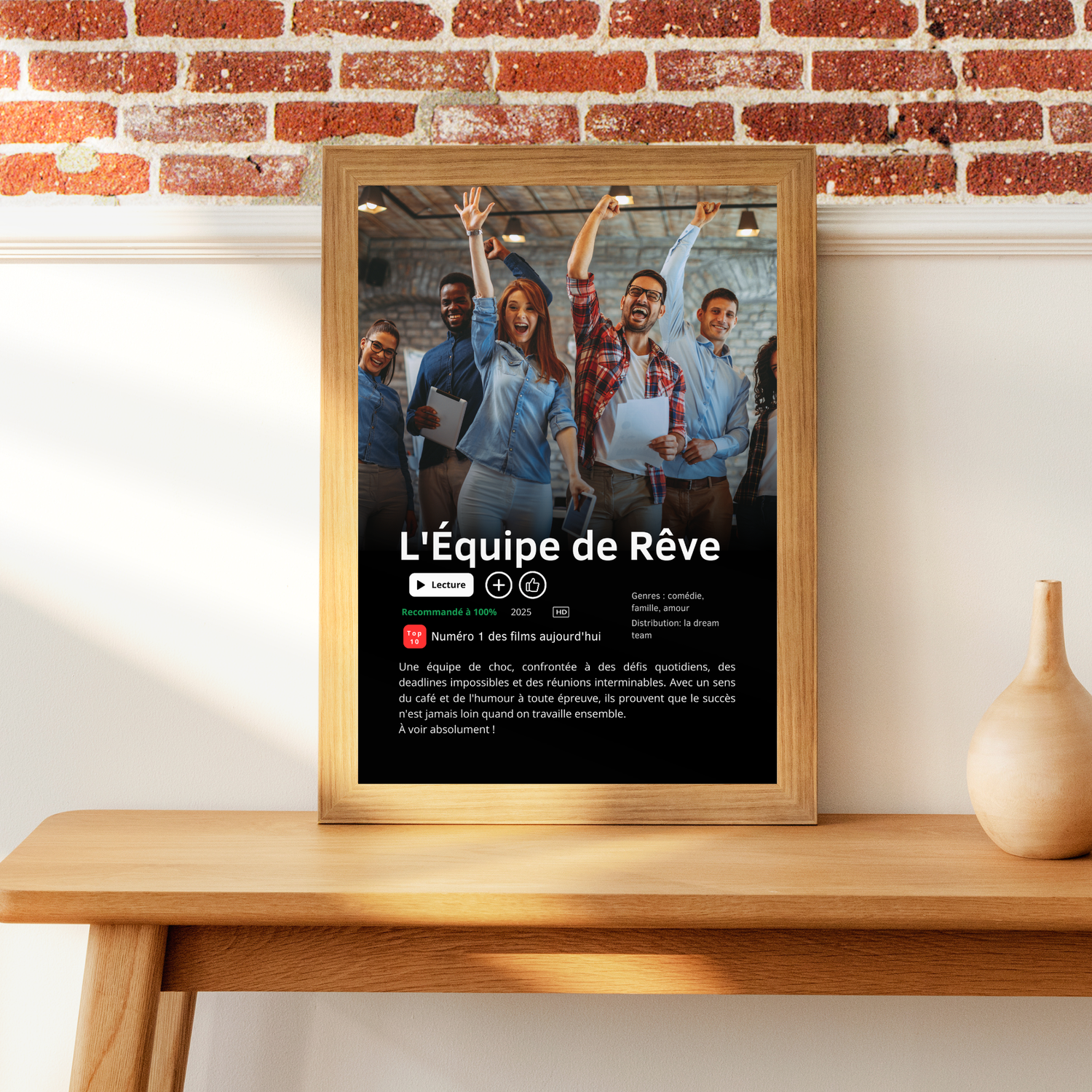 Affiche Netflix Personnalisée « L'Équipe de Rêve » pour collègue travail