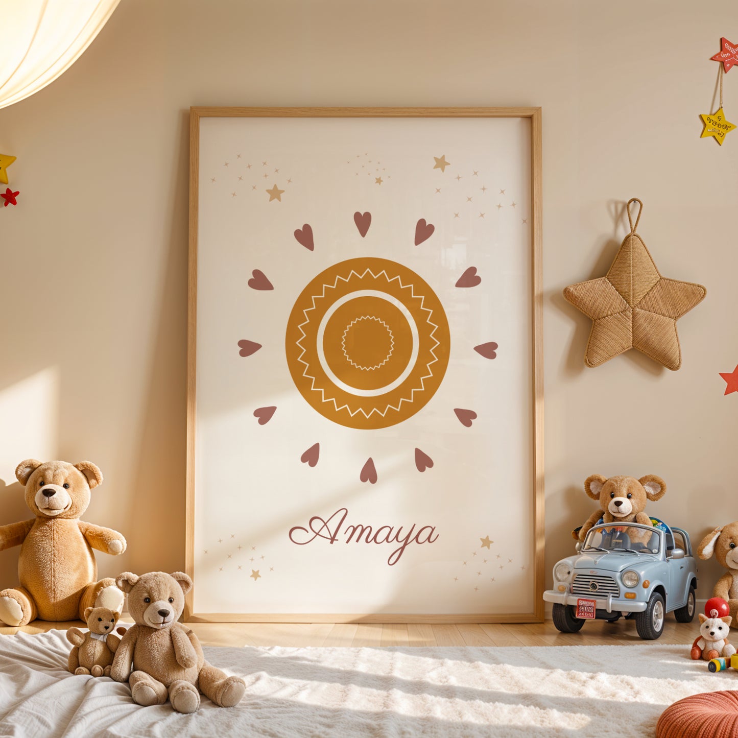 Lot 3 Affiches Chambre Bébé Terracotta Bohème Arc-en-Ciel Lune Soleil – Galerie Murale Enfant Cadeau Naissance - Image 6