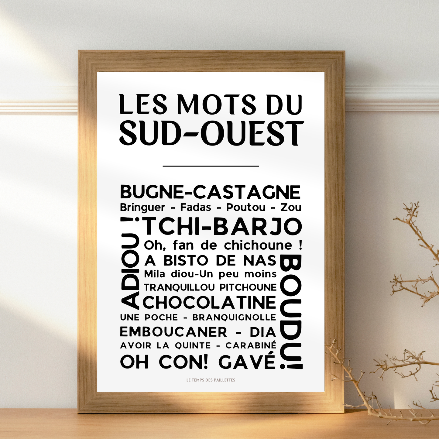 Affiche Les Mots du Sud-Ouest – Poster mots et expressions Occitanie – Décoration régionale – Cadeau noel - Décoration Murale Toulouse