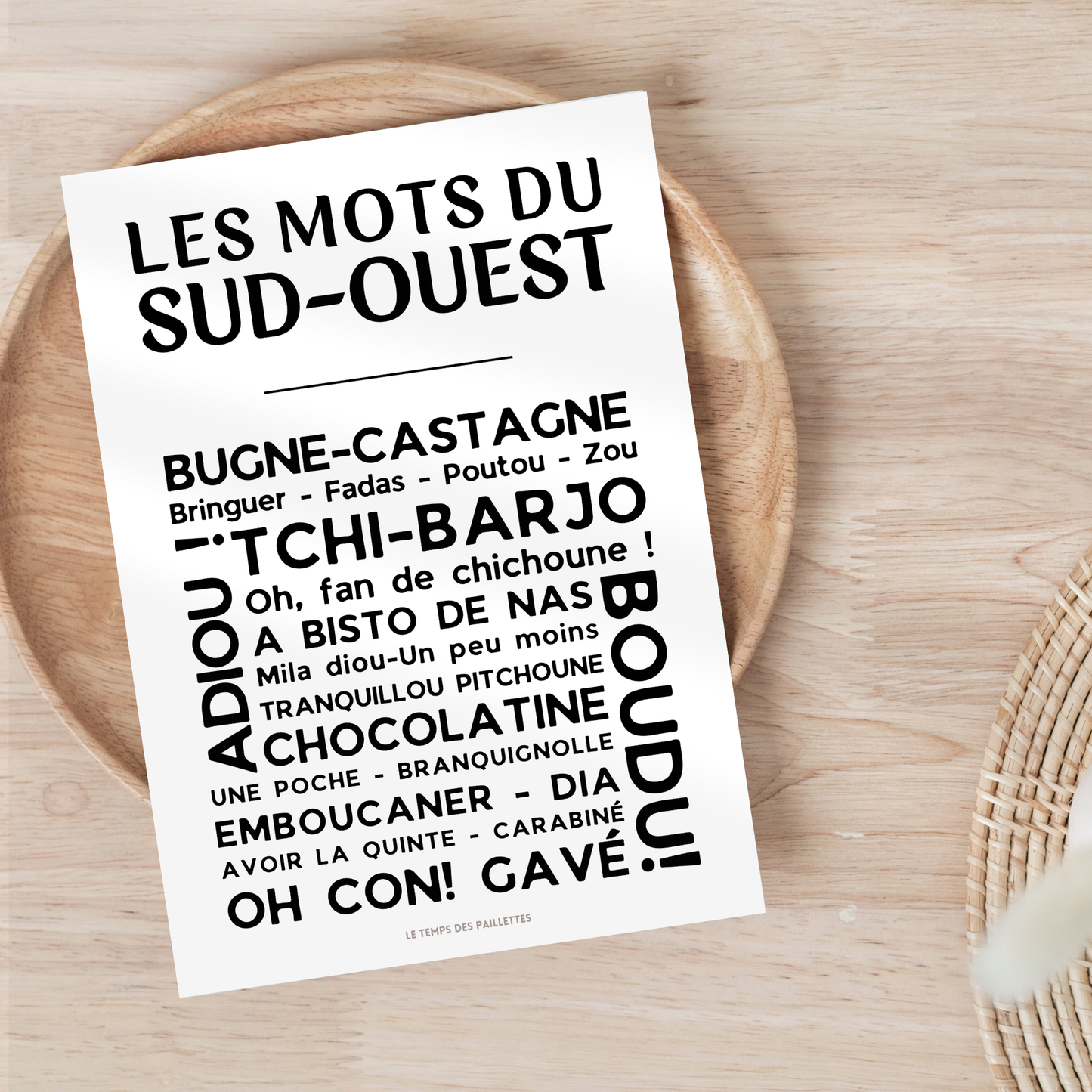 Affiche Les Mots du Sud-Ouest – Poster mots et expressions Occitanie – Décoration régionale – Cadeau noel - Décoration Murale Toulouse