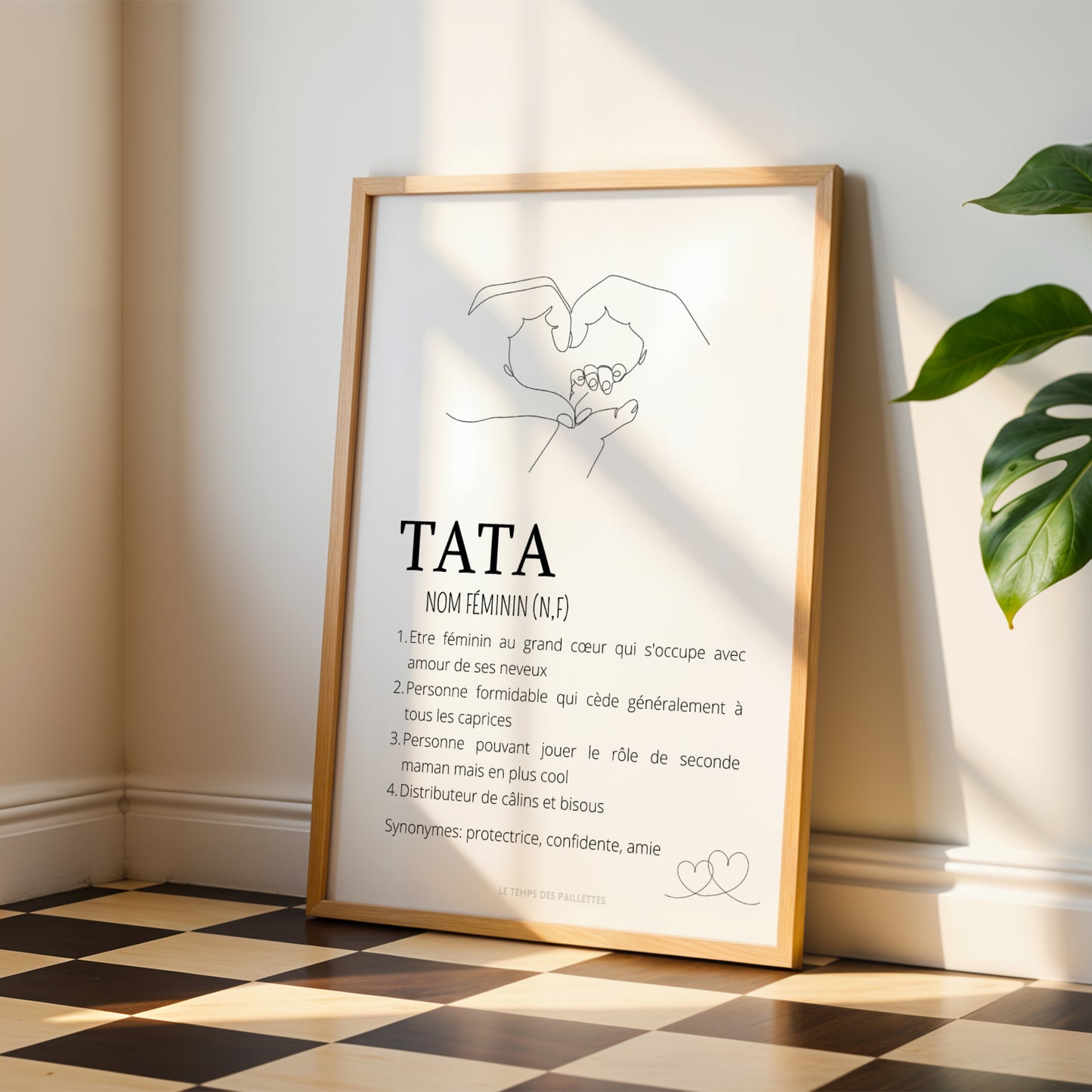 Affiche Définition tata - Cadre tata single line - Cadeau pour super tata par Le Temps des Paillettes