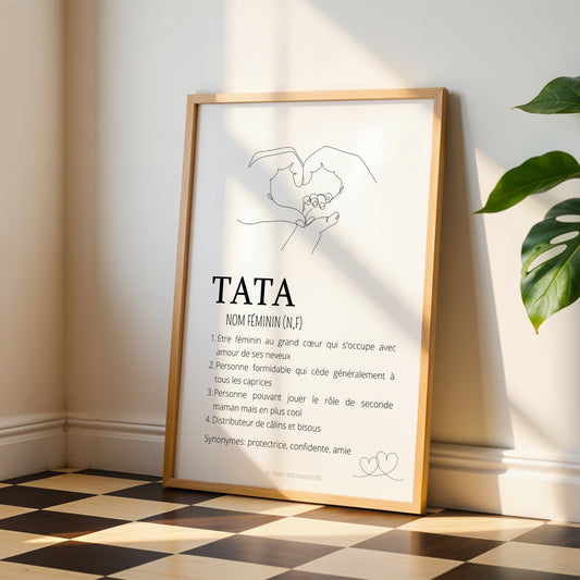 Affiche Définition tata - Cadre tata single line - Cadeau pour super tata par Le Temps des Paillettes