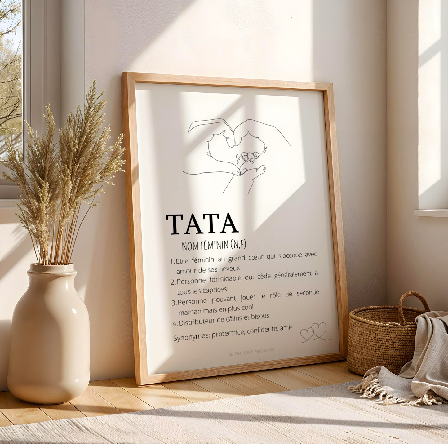 Affiche Définition tata - Cadre tata single line - Cadeau pour super tata par Le Temps des Paillettes