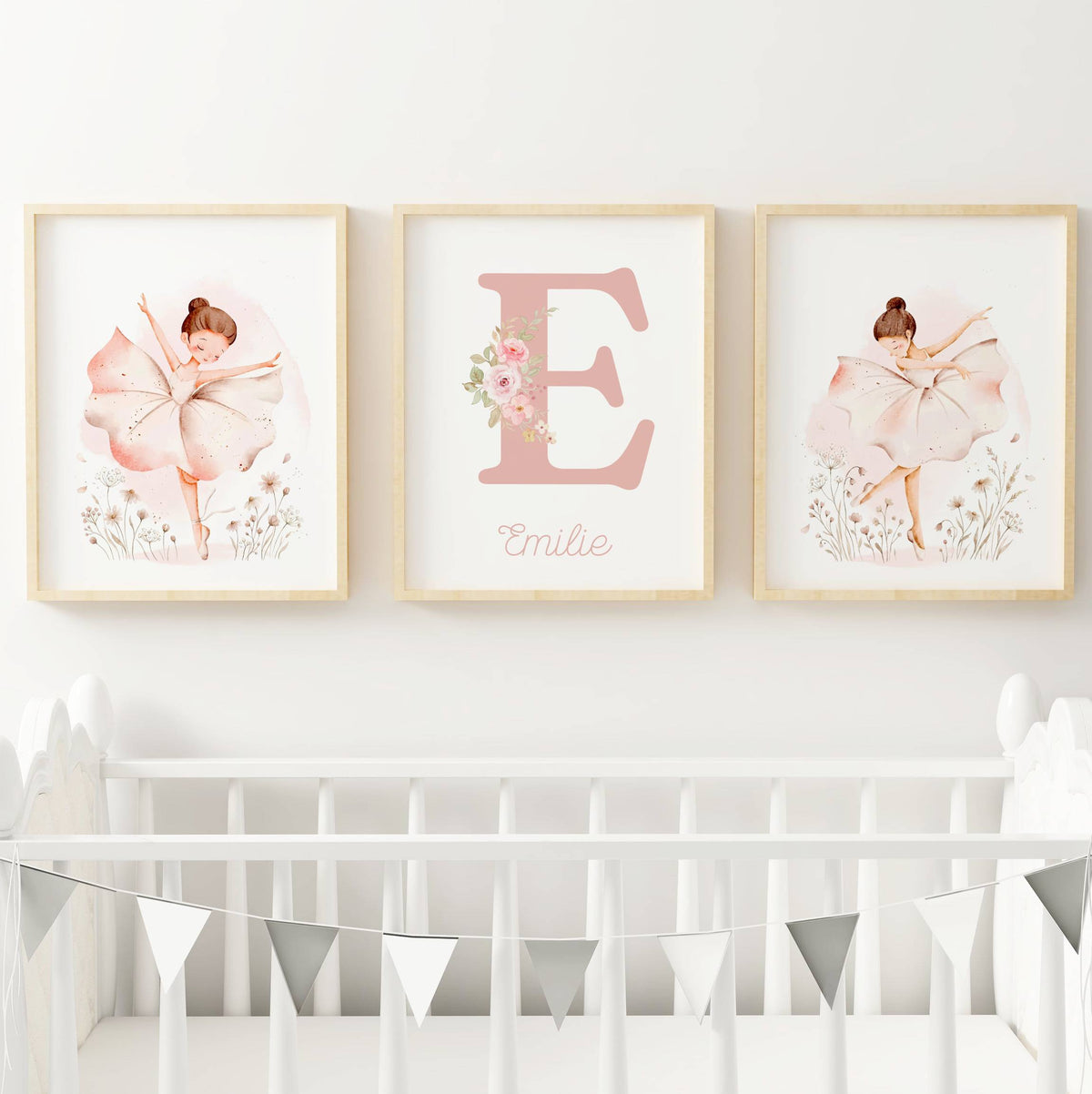 Lot 3 Affiches Chambre Fille Ballerine Danseuse Personnalisée Prénom – Galerie Murale Rose Poudré Cadeau Naissance Danse - Image 2