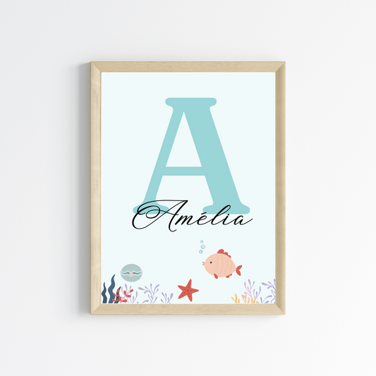 Affiche enfant sirène - Déco fille océan - Trio affiches A4 SANS CADRE