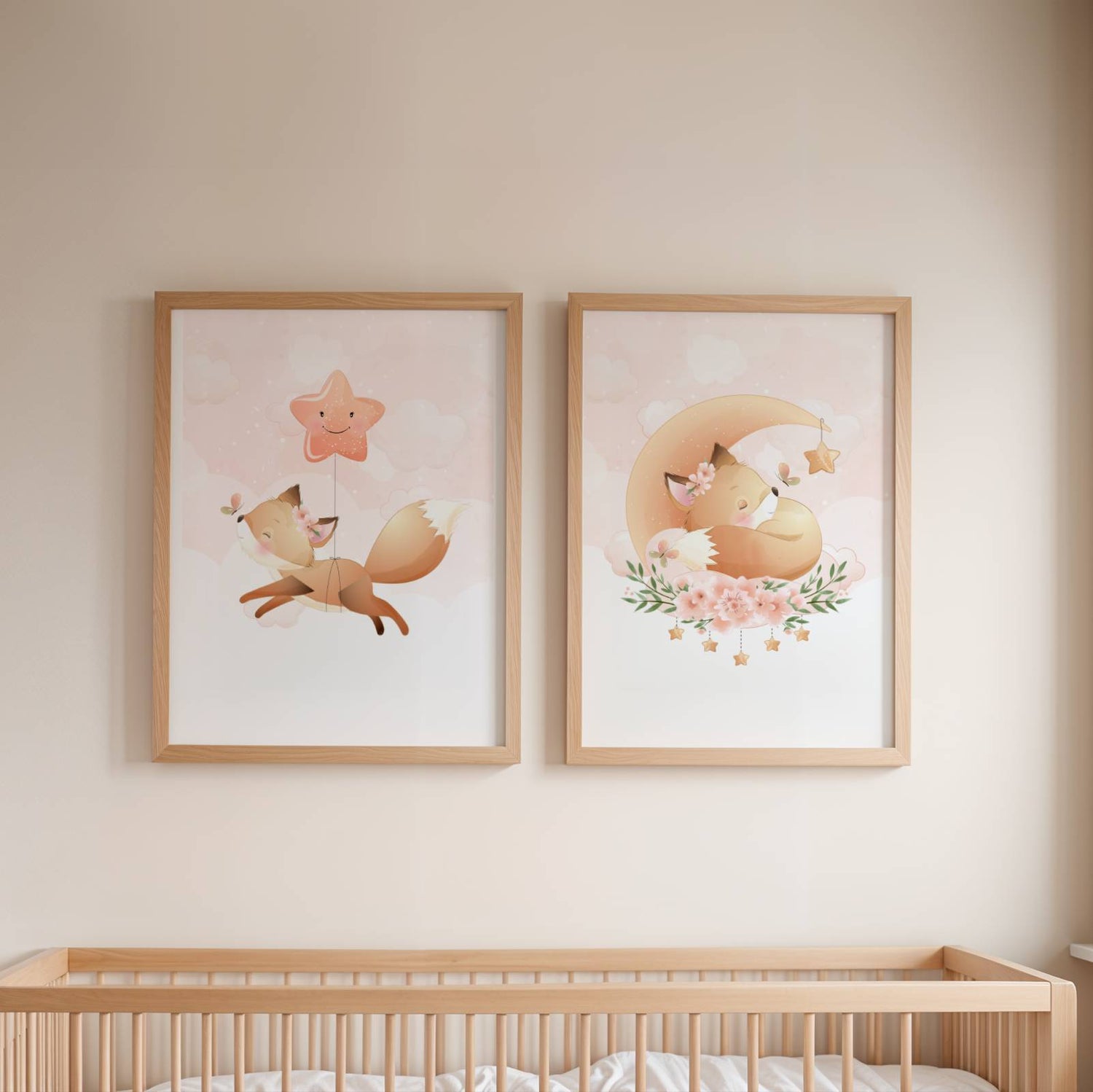 Lot 3 Affiches Chambre Enfant Renard Forêt Aquarelle – Galerie Murale Personnalisée Prénom Cadeau Naissance Bébé - Image 4
