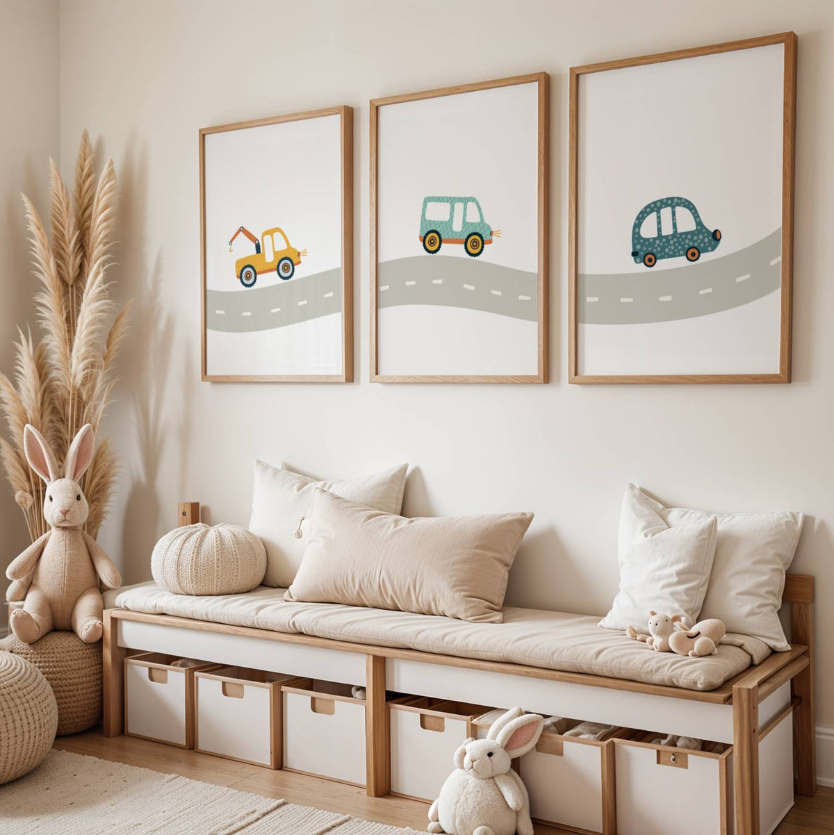 Lot 3 Affiches Chambre Garçon Route Véhicules Voitures – Galerie Murale Prénom Personnalisé Cadeau Naissance Anniversaire - Image 1