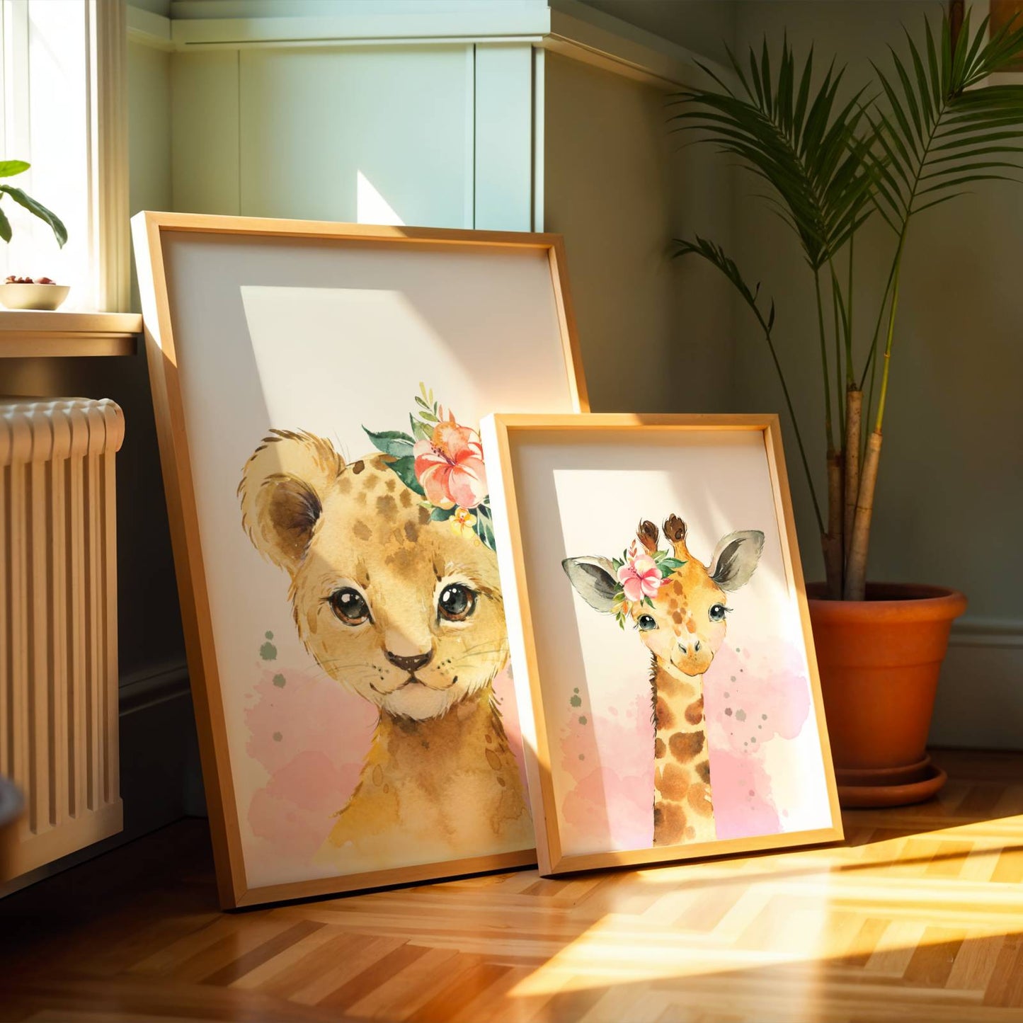 Set 3 affiches animaux de la savane pour chambre enfant - cadeau de naissance personnalisée prénom par Le temps des paillettes