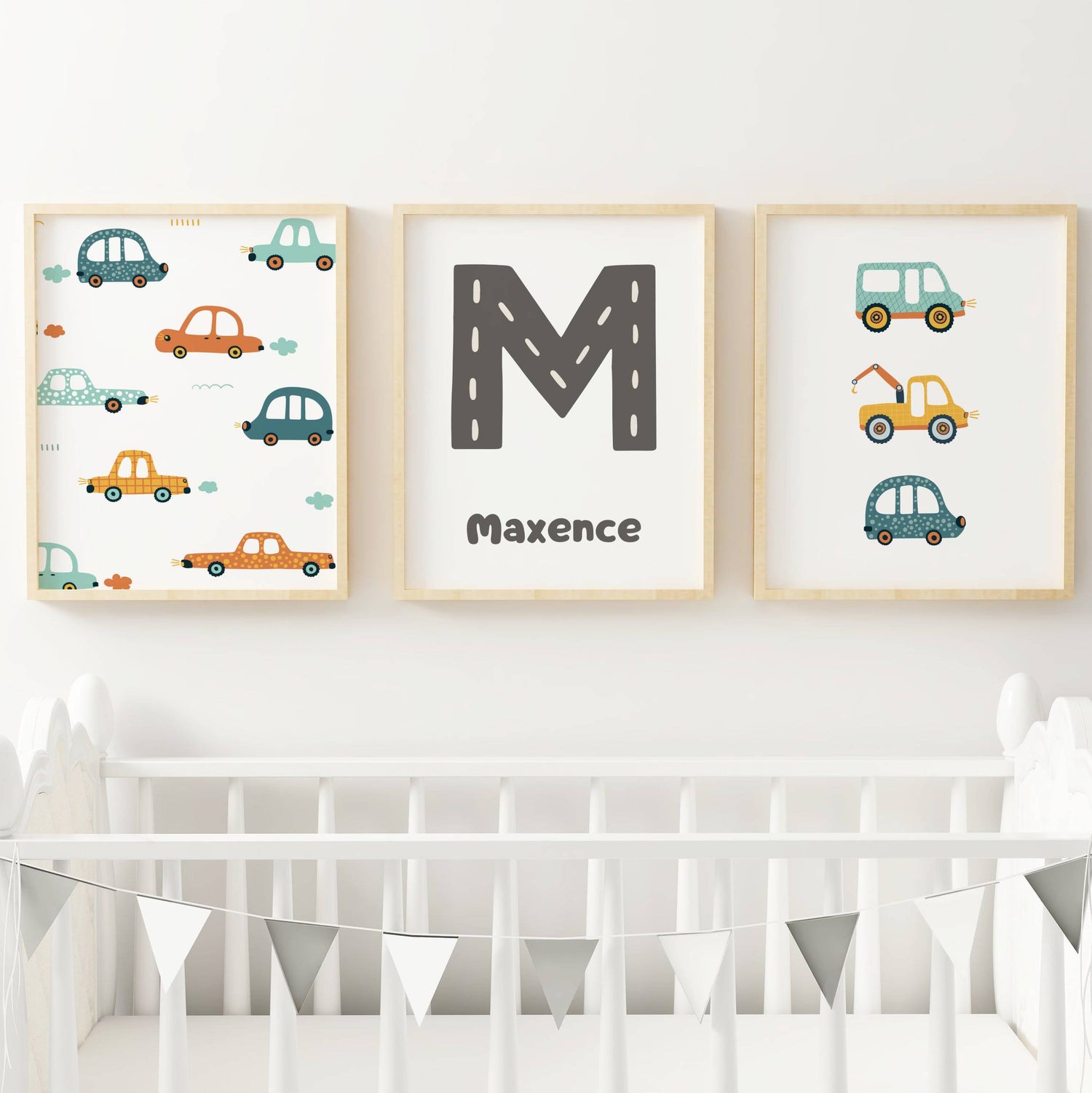 Lot 3 Affiches Chambre Garçon Voitures Véhicules Colorés – Galerie Murale Cadeau Naissance Anniversaire Thème Transport - Image 4