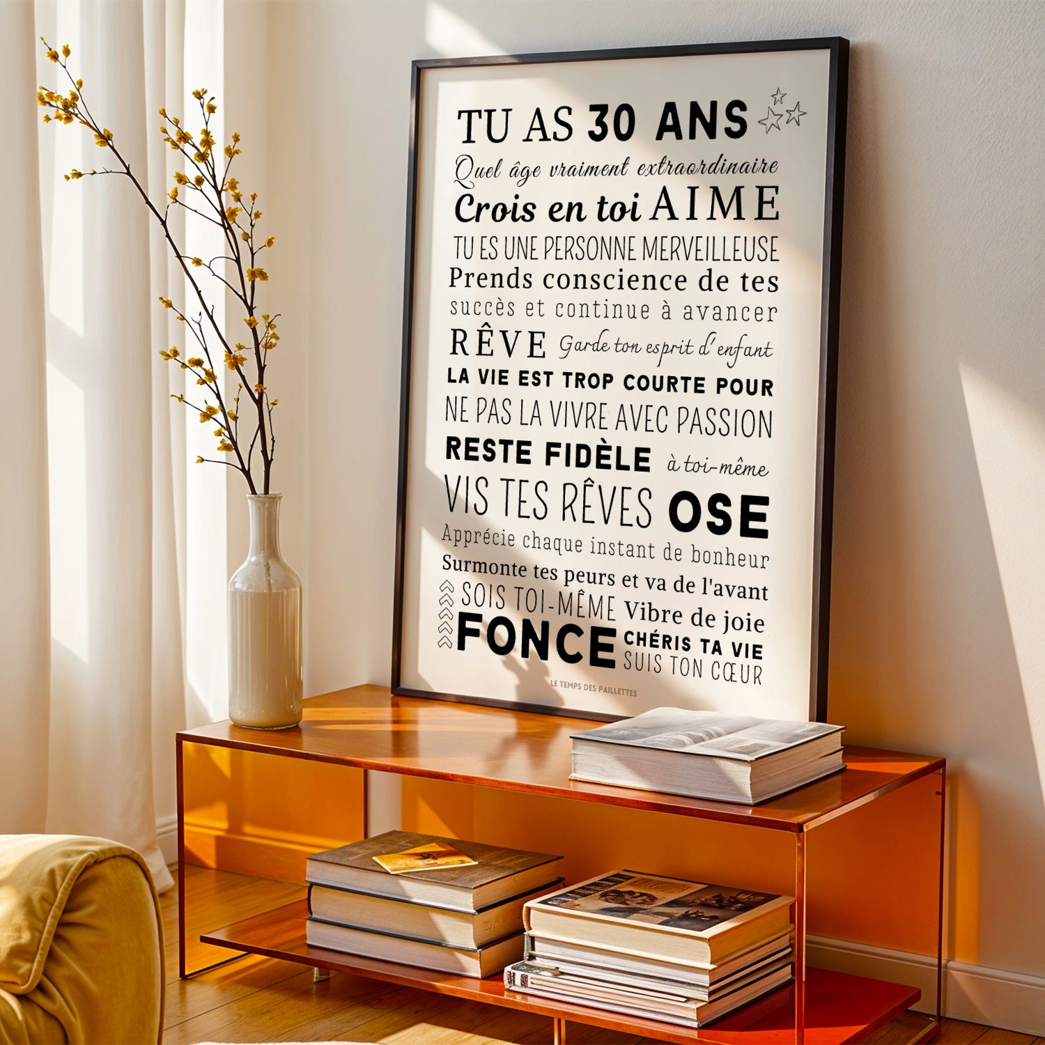 Affiche 30 ans - Carte 30ème anniversaire - Décoration de fête d'anniversaire par Le Temps des Paillettes - Image 1
