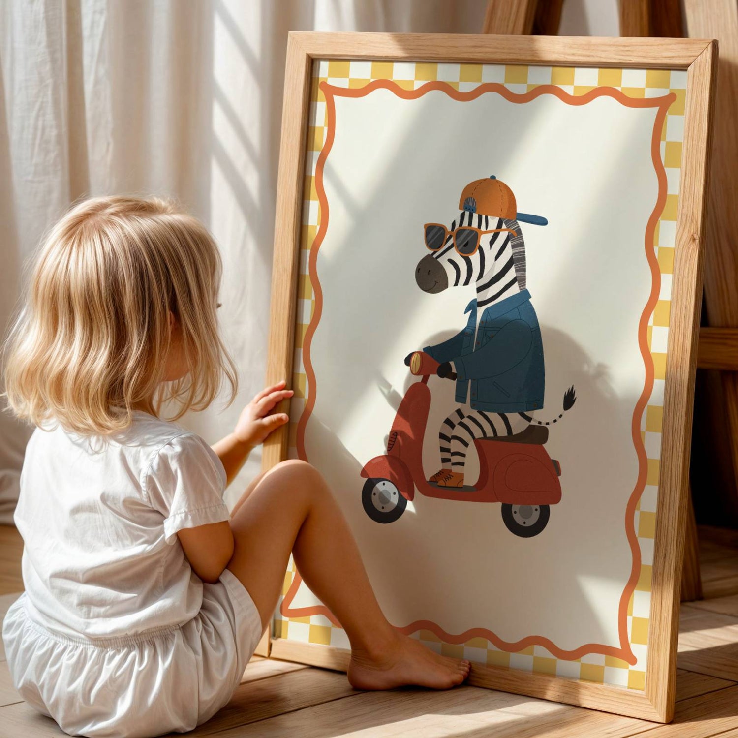 Affiche Zèbre Scooter – Poster Coloré Animaux Rigolos Chambre Enfant Dopamine Decor Cadeau Naissance - Image 4