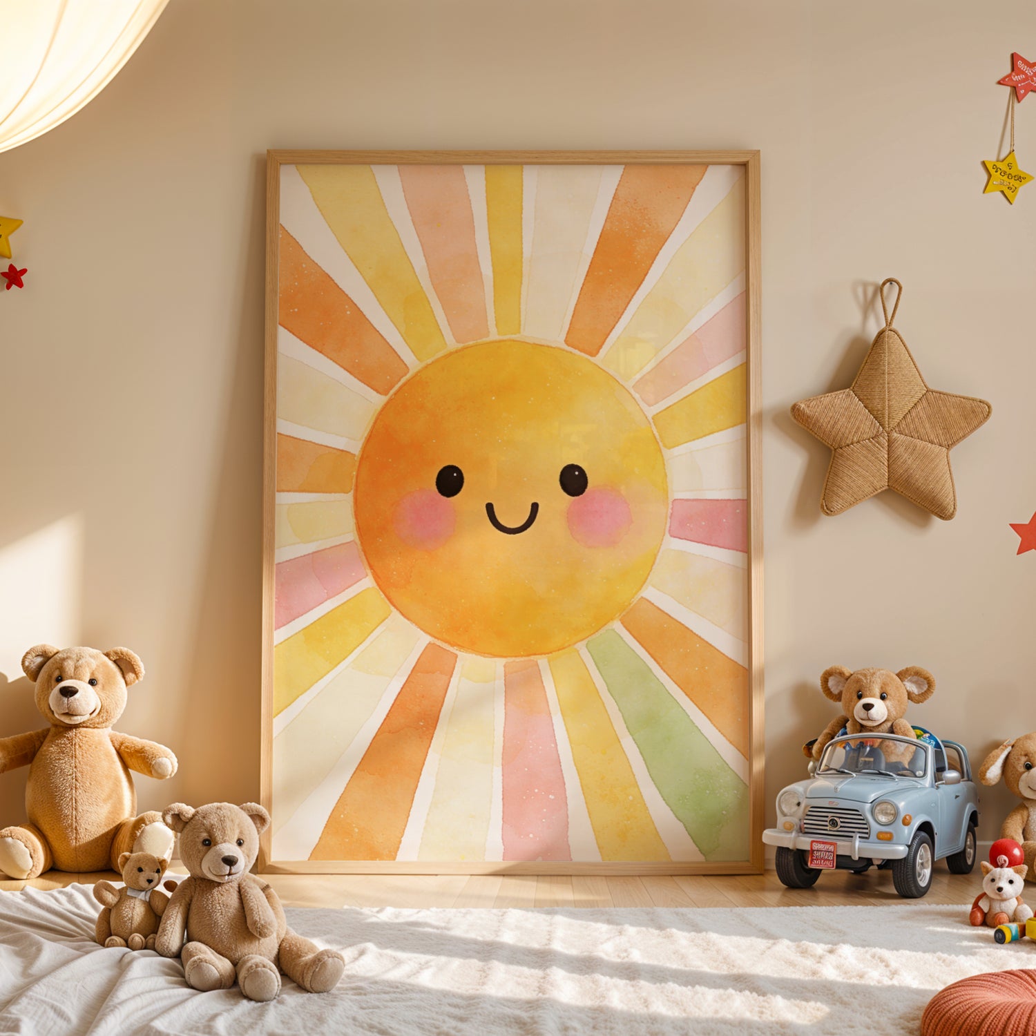 Affiche soleil souriant nursery – décoration chambre bébé cadeau naissance