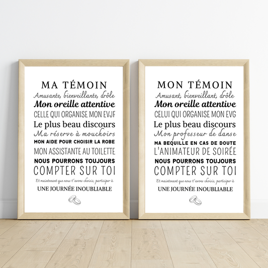 Affiche personnalisé mon témoin - demande témoin - cadeau personnalisé témoin par Le Temps des Paillettes - Le Temps des Paillettes