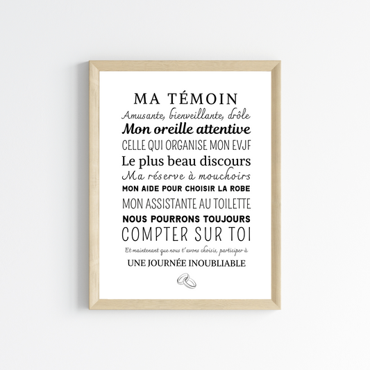 Affiche personnalisé mon témoin - demande témoin - cadeau personnalisé témoin par Le Temps des Paillettes - Le Temps des Paillettes