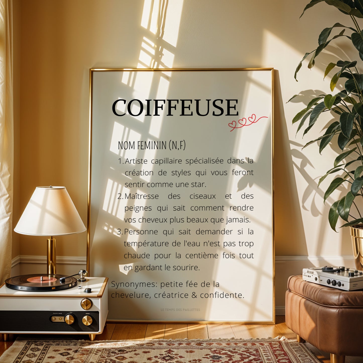 Affiche définition coiffeuse - Affiche minimalistes coiffeuse - Affiche salon de coiffure par Le Temps des Paillettes