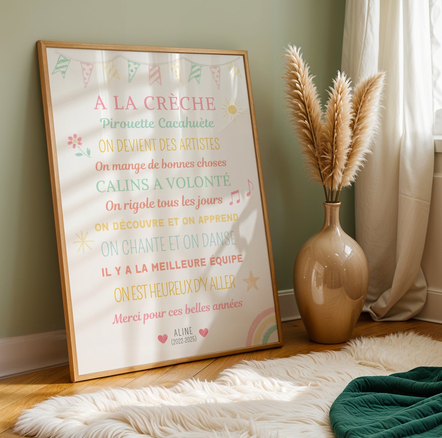 Affiche a la crèche personnalisé  -  poster merci crèche - cadeau crèche personnalisé  par Le Temps des Paillettes