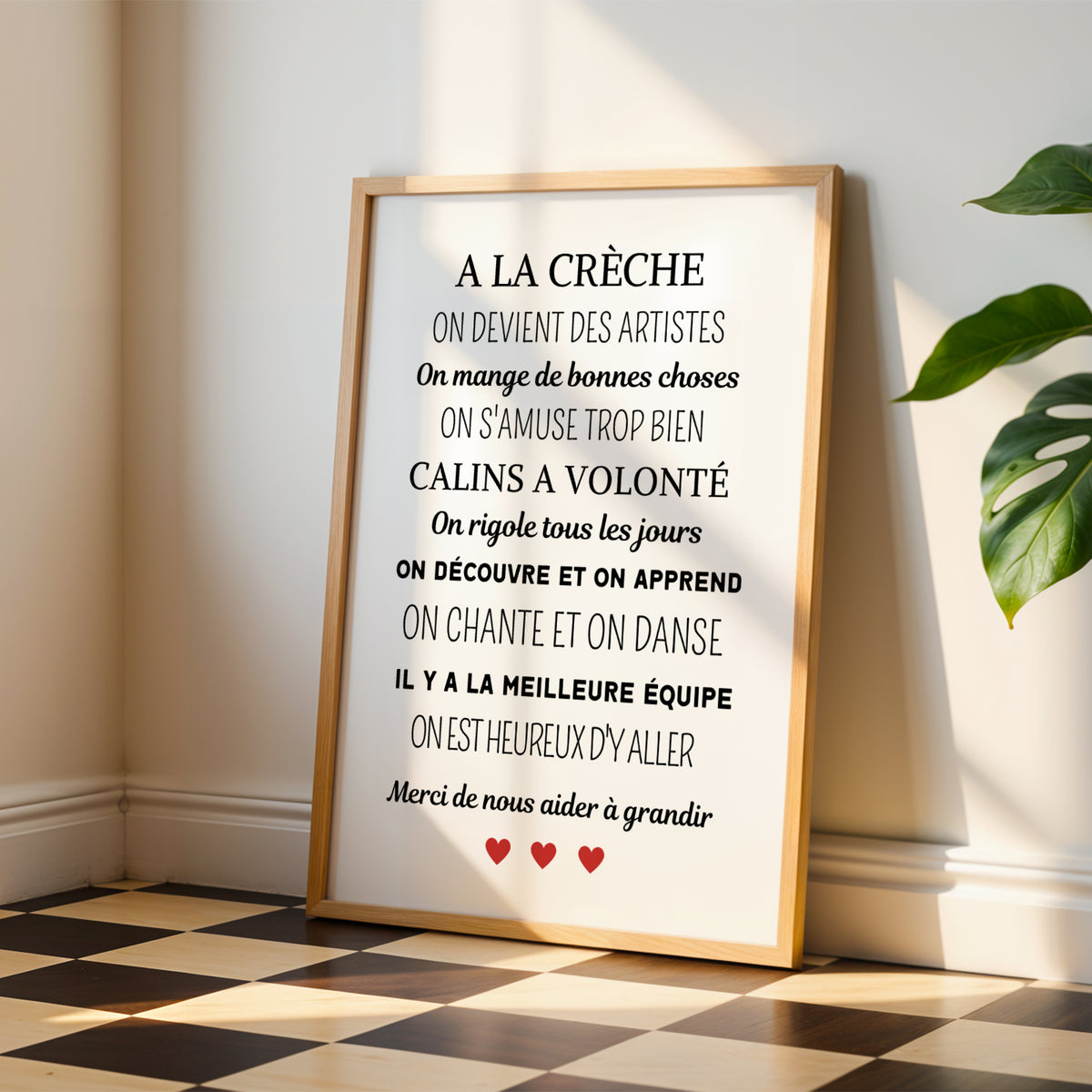 Affiche A la crèche - poster décoration crèche - Cadeau crèche - Merci crèche  par Le Temps des Paillettes - Image 1