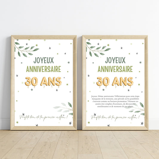 Cadeau argent anniversaire 30 ans, ton premier million, affiche message surprise pour billets à offrir - Le Temps des Paillettes