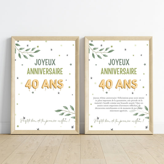 Cadeau argent anniversaire 40 ans, ton premier million, affiche message surprise pour billets à offrir - Le Temps des Paillettes