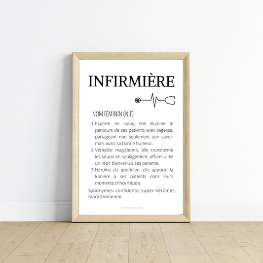 Affiche définition infirmière - Affiche minimalistes infirmière - Affiche hôpital - Le Temps des Paillettes