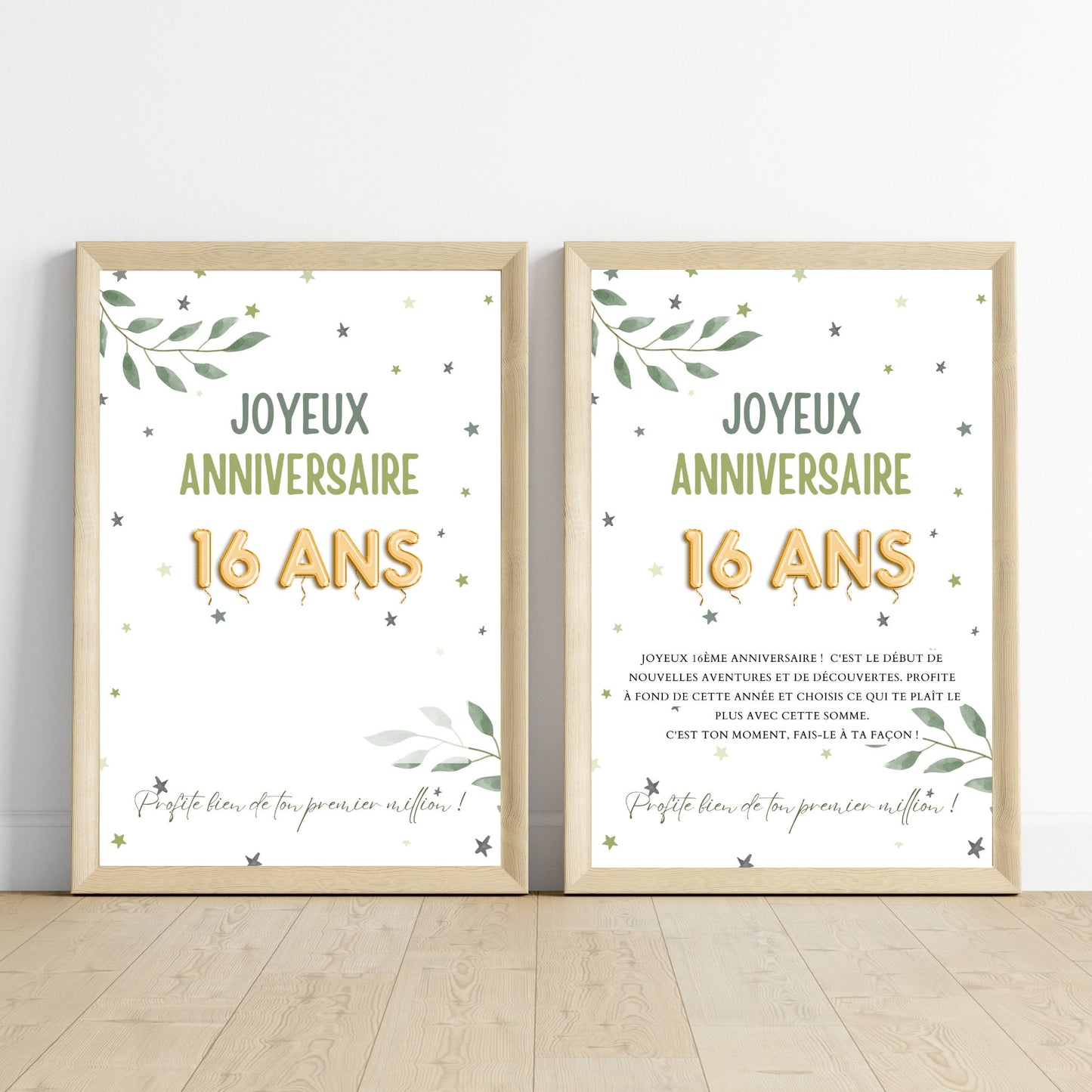 Cadeau argent anniversaire 16 ans, ton premier million, affiche message surprise pour billets à offrir - Le Temps des Paillettes