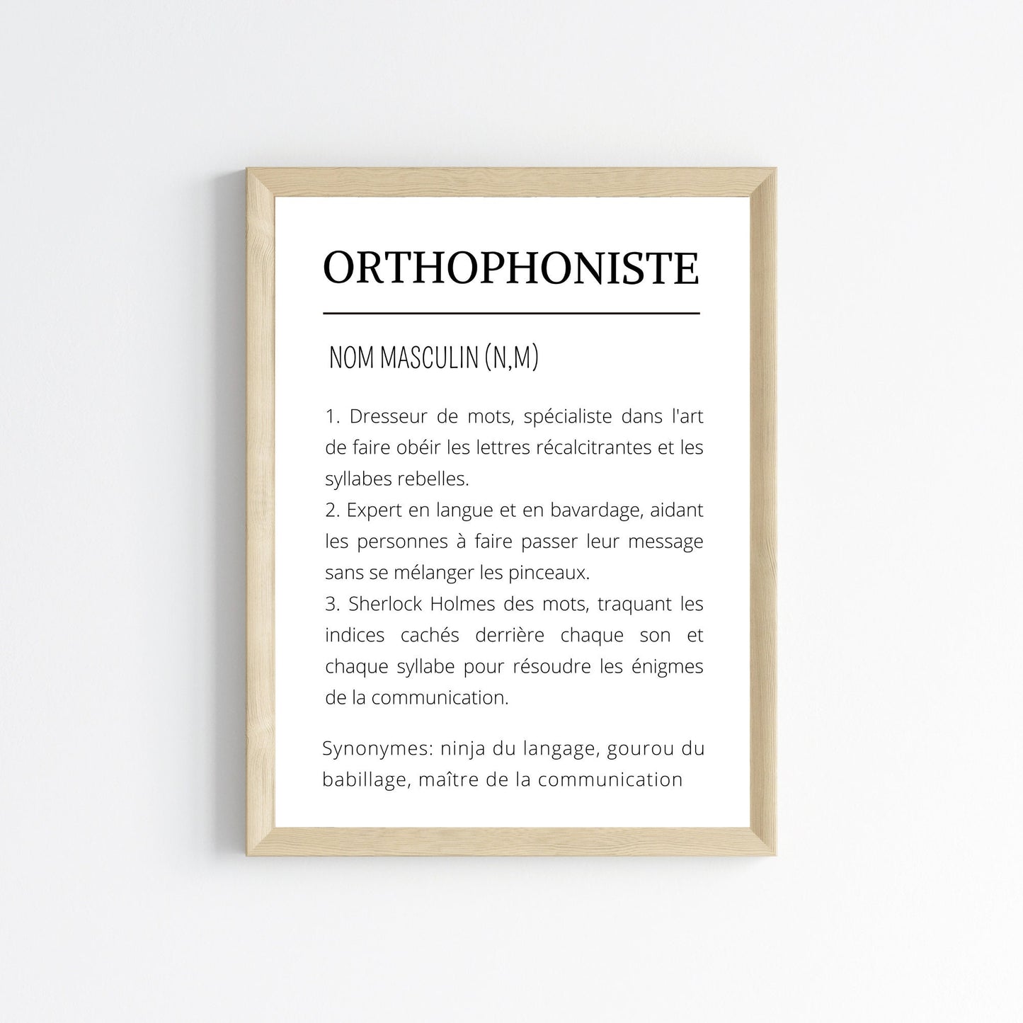 Affiche définition orthophoniste