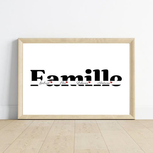 Affiche Famille personnalisée -- cadeau famille - Famille recomposée