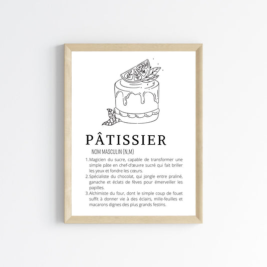 Affiche définition pâtissier - Affiche minimaliste pour pâtisserie & boulangerie - Décoration boulangerie - Le Temps des Paillettes