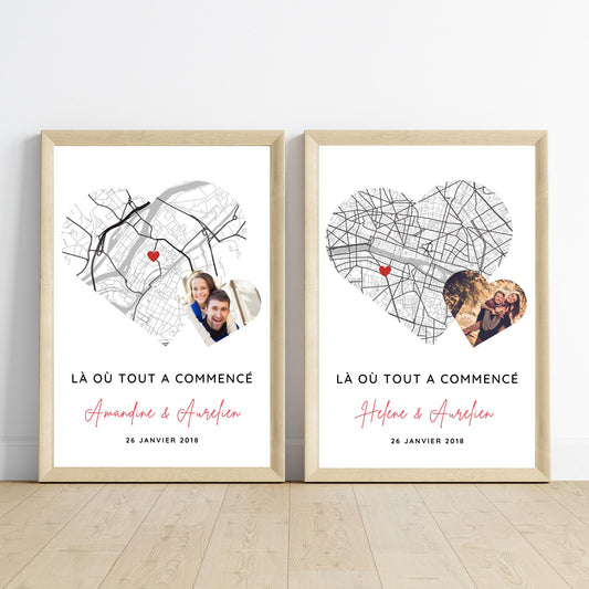 Affiche Personnalisée « Lieu de Rencontre et Photo » – Souvenir Unique et Cadeau Romantique