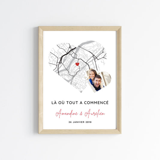 Affiche Personnalisée « Lieu de Rencontre et Photo » – Souvenir Unique et Cadeau Romantique