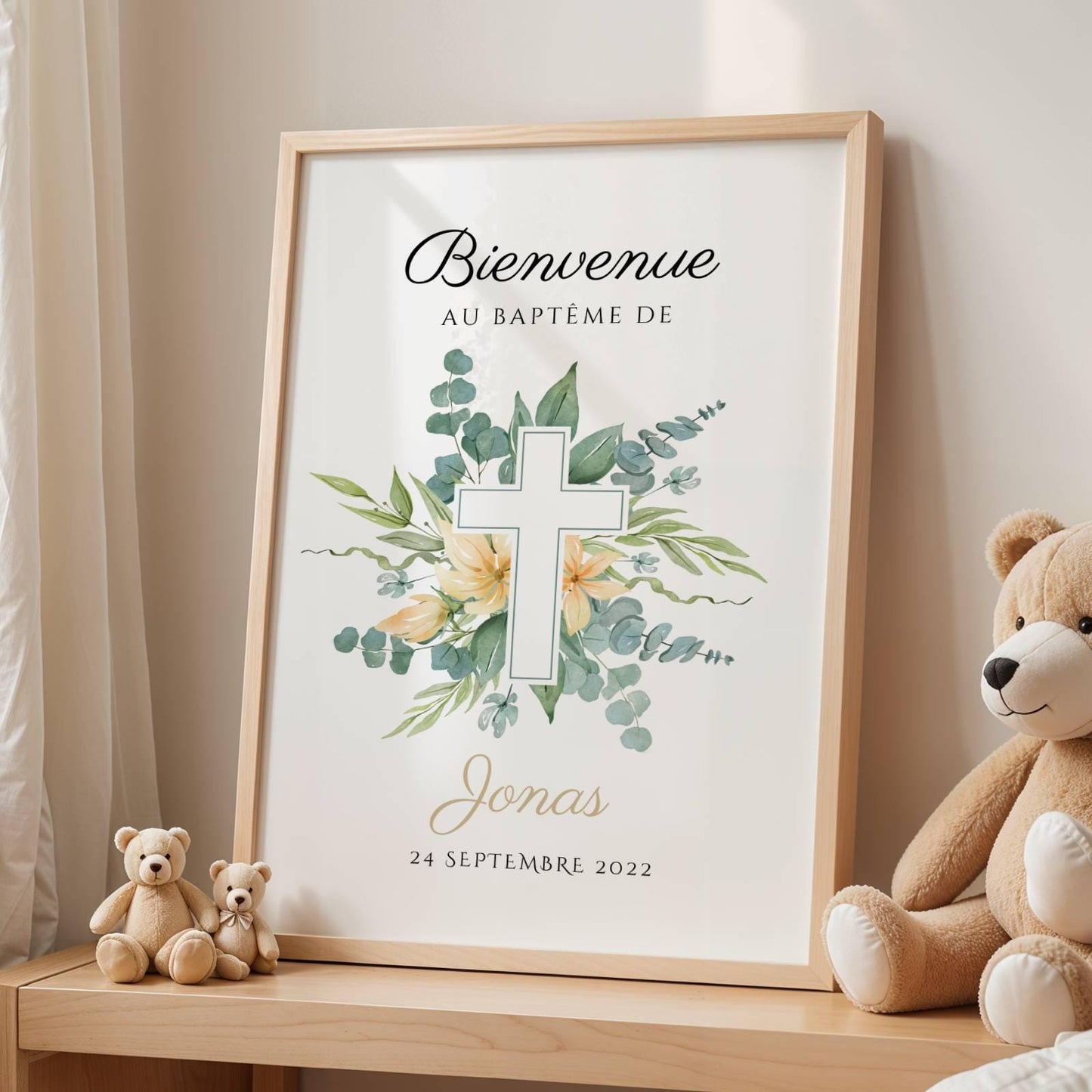 Affiche bienvenue baptême / anniversaire personnalisée - Panneau de bienvenue pour bapteme - décoration DIY -  affiche Communion