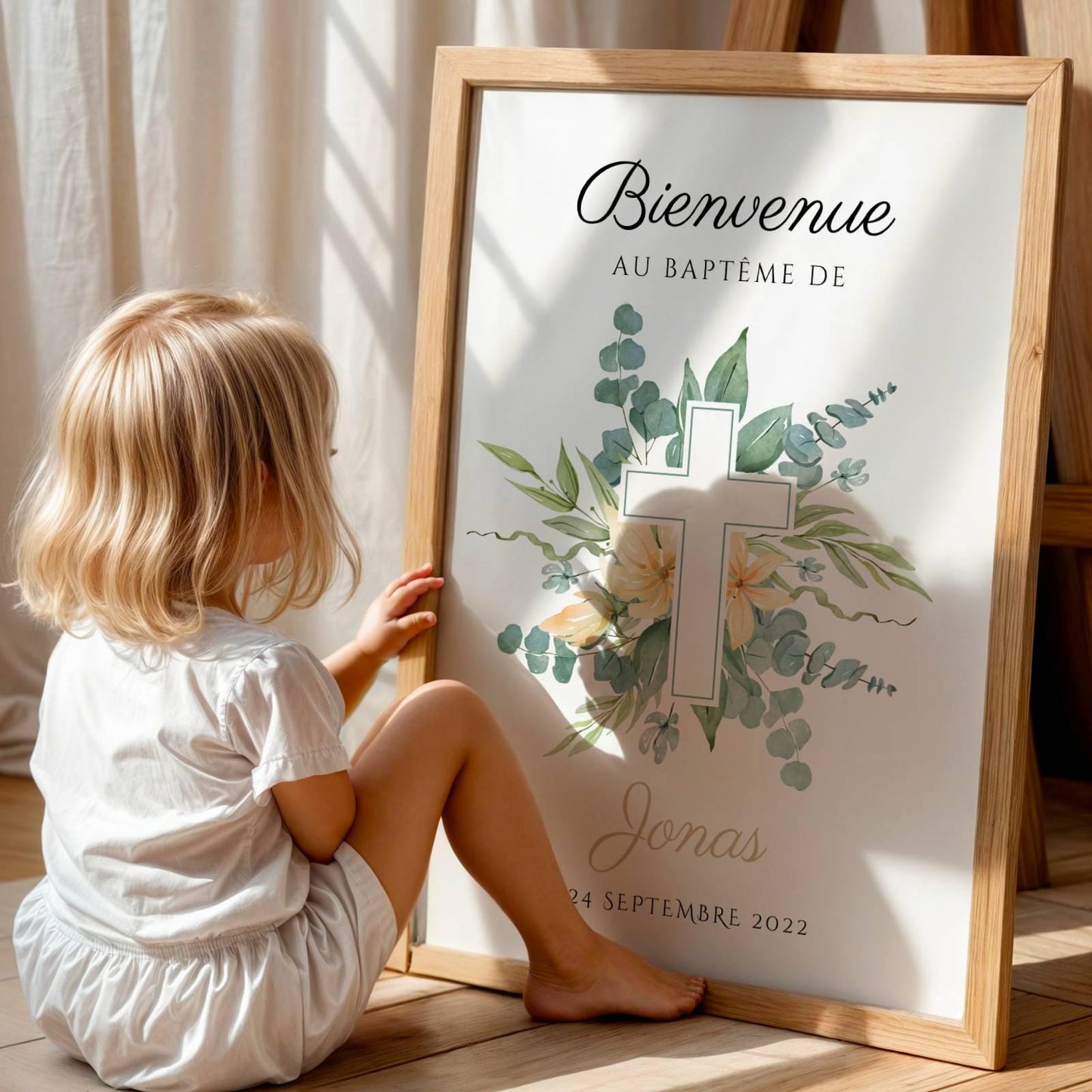 Affiche bienvenue baptême / anniversaire personnalisée - Panneau de bienvenue pour bapteme - décoration DIY -  affiche Communion