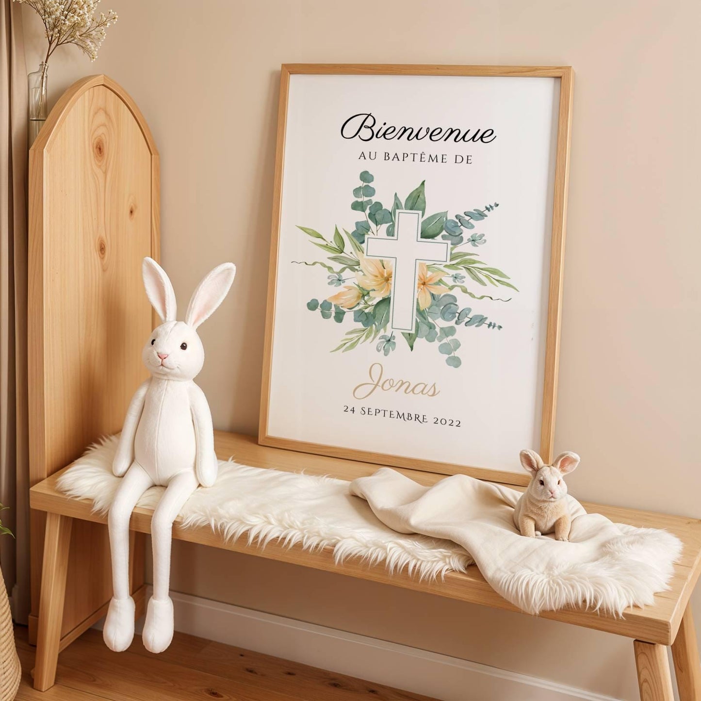 Affiche bienvenue baptême / anniversaire personnalisée - Panneau de bienvenue pour bapteme - décoration DIY -  affiche Communion