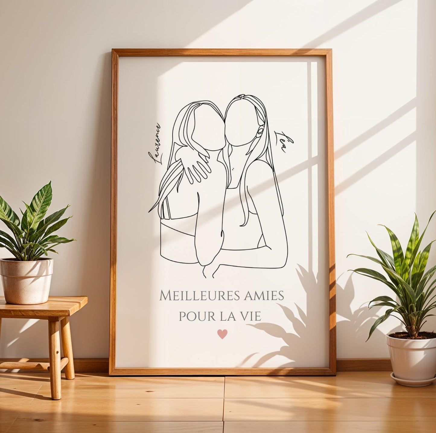 Affiche meilleures amies line art -  Cadeau meilleure amie - cadeau anniversaire amie