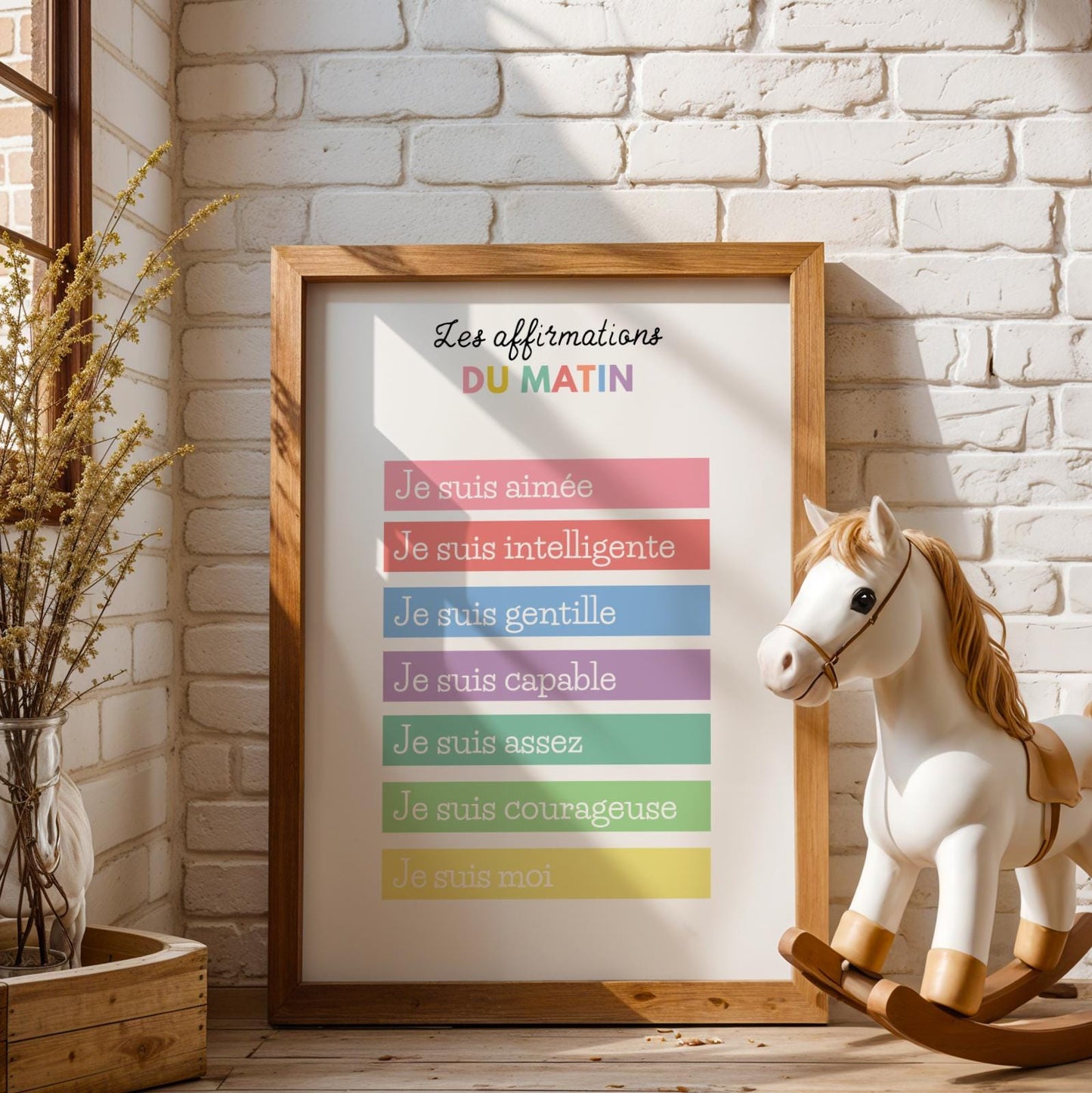 Affiche Affirmations Positives Enfant - Poster Motivation Fille ou Garçon - Décoration Murale Chambre Bébé - Art Mural Montessori