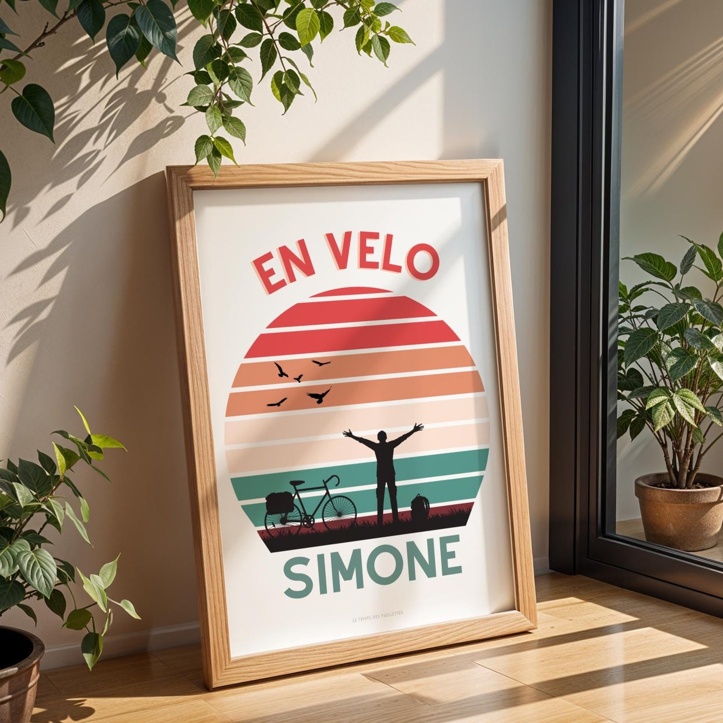 Affiche En Vélo Simone - Affiche voyage et vélo - Affiche vintage sunset avec vélo par Le Temps des Paillettes - Image 4