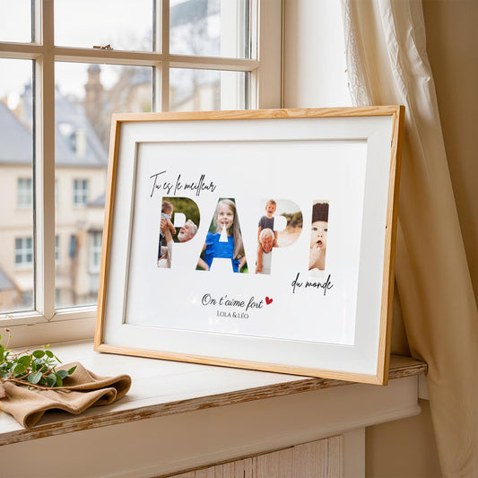 Affiche papi  personnalisée photos - cadeau personnalisé papi par Le Temps des Paillettes