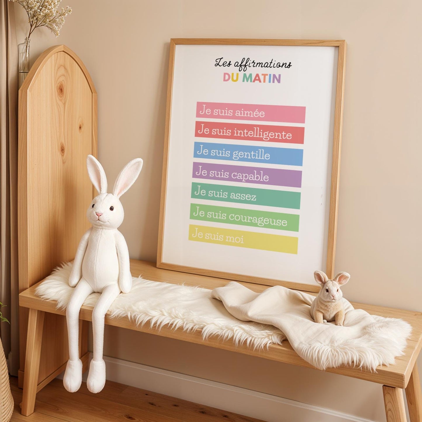 Affiche Affirmations Positives Enfant - Poster Motivation Fille ou Garçon - Décoration Murale Chambre Bébé - Art Mural Montessori