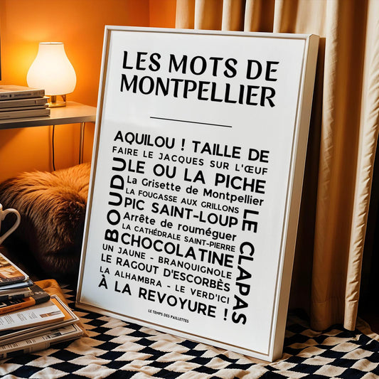 affiche mots de montpellier expressions montpelliéraines décoration murale occitanie typographie
