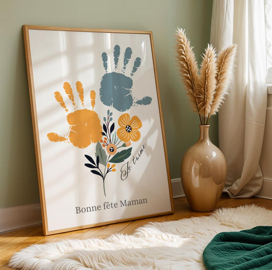 Affiche maman personnalisée empreinte de mains  - cadeau fête des mères
