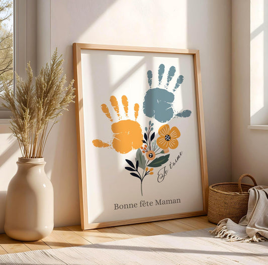 Affiche maman personnalisée empreinte de mains  - cadeau fête des mères