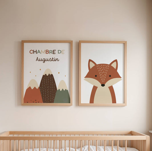 Lot 3 Affiches Chambre Bébé Forêt Montagne Ours Renard Scandinave – Galerie Murale Cadeau Naissance Garçon Mixte