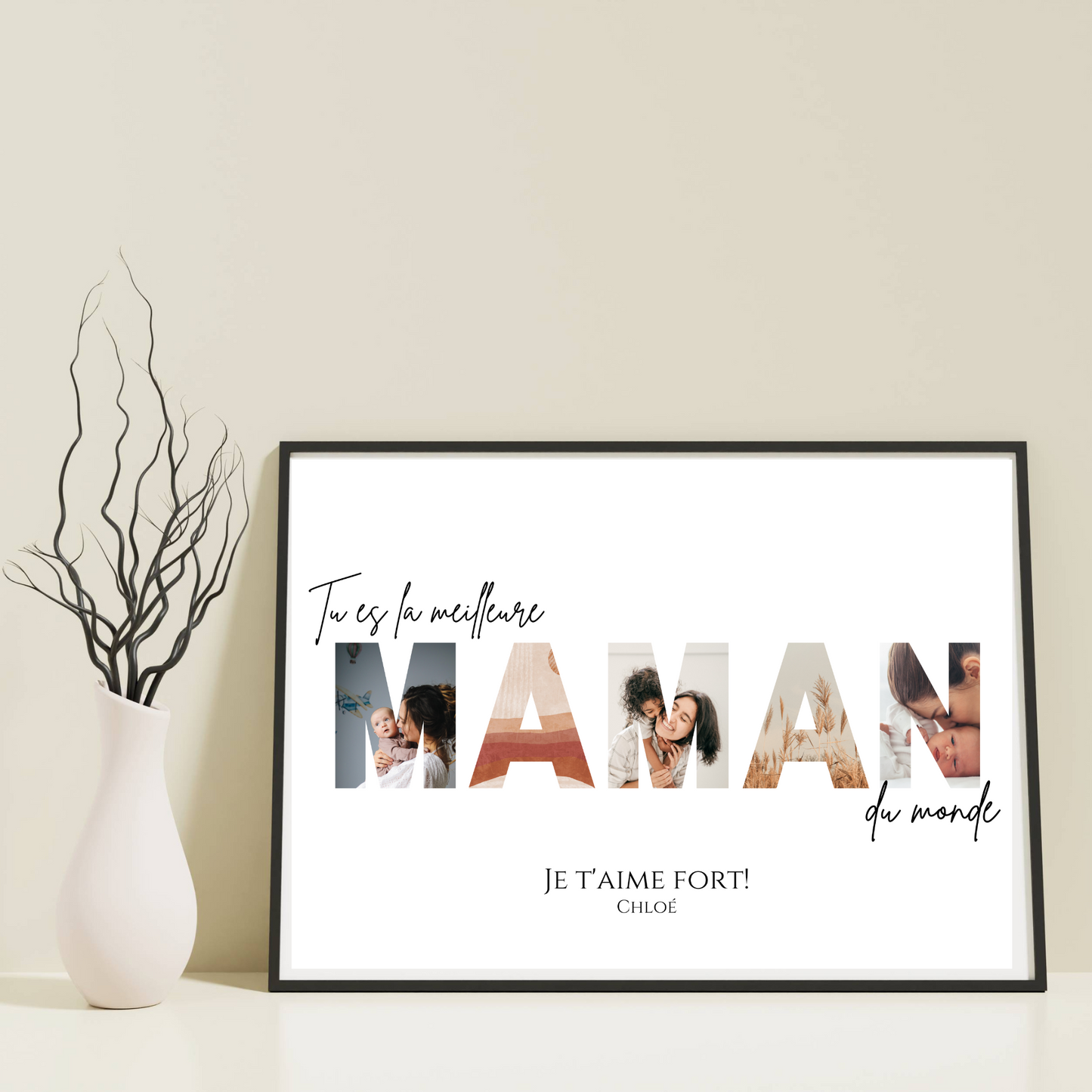 Affiche maman personnalisée photos - cadeau personnalisée fête des mères  par Le Temps des Paillettes