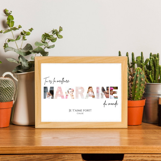 Affiche marraine personnalisée photos - cadeau personnalisé marraine par Le Temps des Paillettes - Le Temps des Paillettes