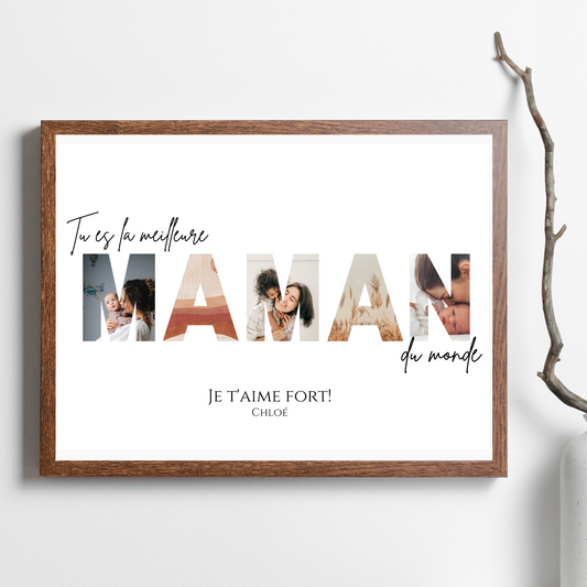 Affiche maman personnalisée photos - cadeau personnalisée fête des mères par Le Temps des Paillettes - Le Temps des Paillettes
