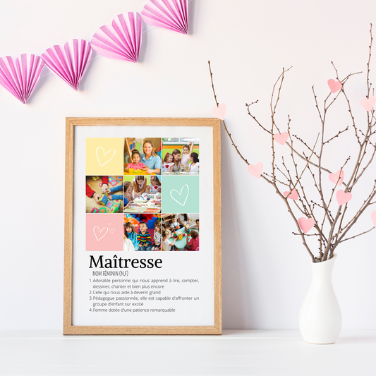 Affiche Maitresse personnalisée photos - cadeau personnalisée Maitresse par Le Temps des Paillettes - Le Temps des Paillettes