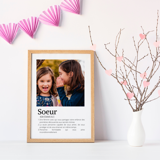 Affiche soeurs personnalisée photos - cadeau personnalisée soeurs par Le Temps des Paillettes - Le Temps des Paillettes