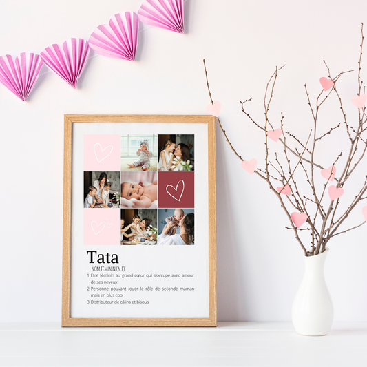Affiche tata personnalisée photos - cadeau personnalisé tata par Le Temps des Paillettes - Le Temps des Paillettes