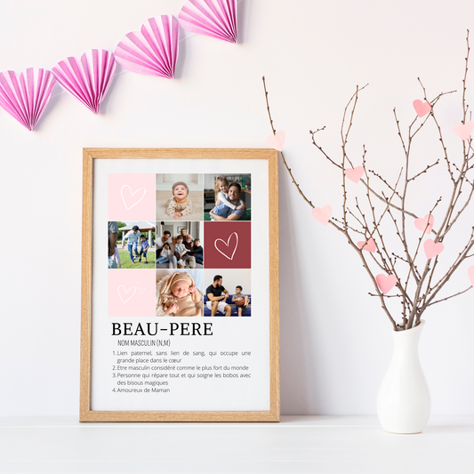 Affiche beau-père personnalisée photos - cadre photo beau-père par Le Temps des Paillettes - Le Temps des Paillettes